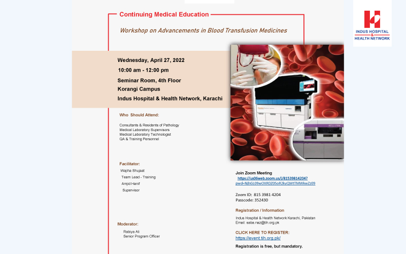 CME Workshop on Advancements in Blood Transfusion Medicines